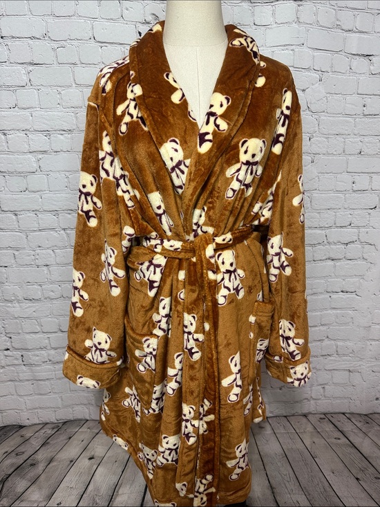 Other - Vera Bradley Bears on Roasted Pecan Plush Fleece Robe Teddy Bear L/XL